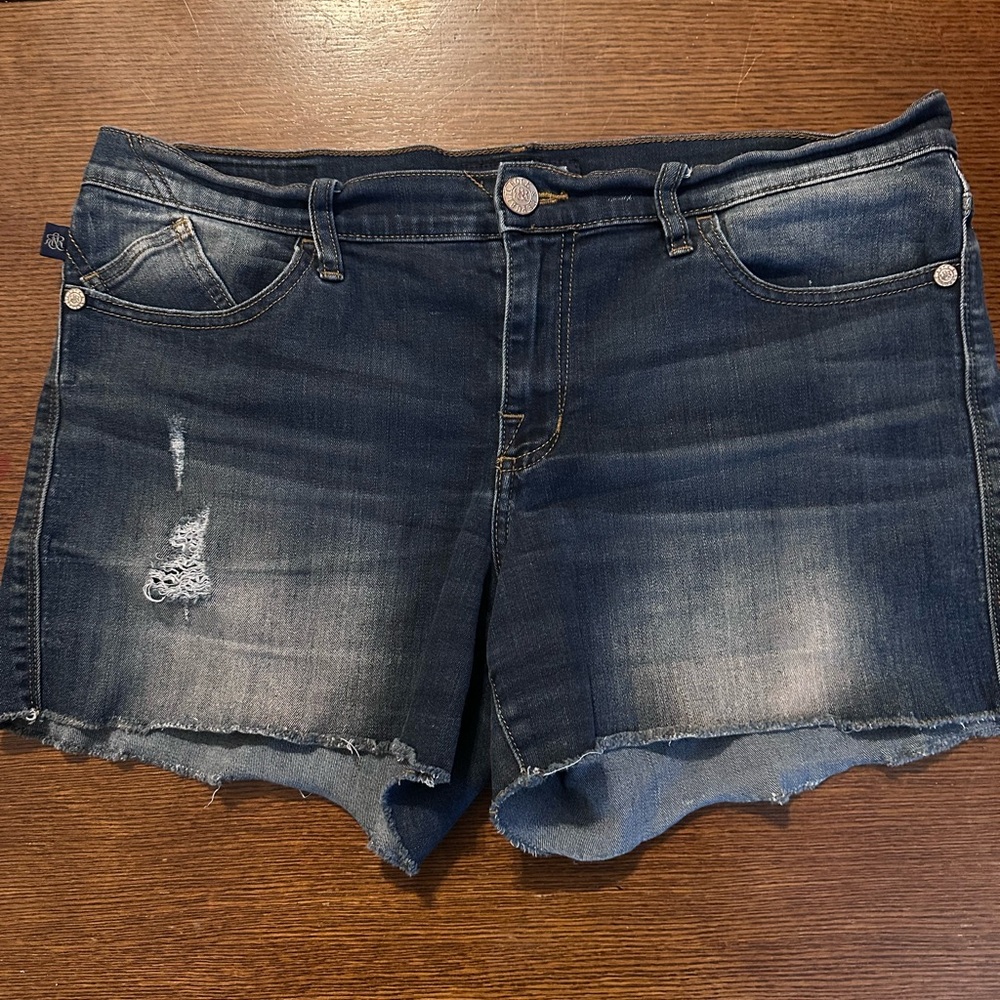 Rock & Republic Dark Blue Distressed Denim Cutoff Shorts